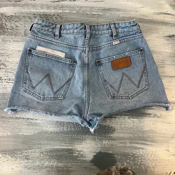 Wrangler Blue Jean Shorts with Distressed Patchwork - Picture 4 of 8